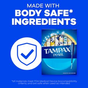 Tampax Pearl Tampons Super Absorbency With Bpa Free Plastic Applicator And Leak Guard Braid, Unscented