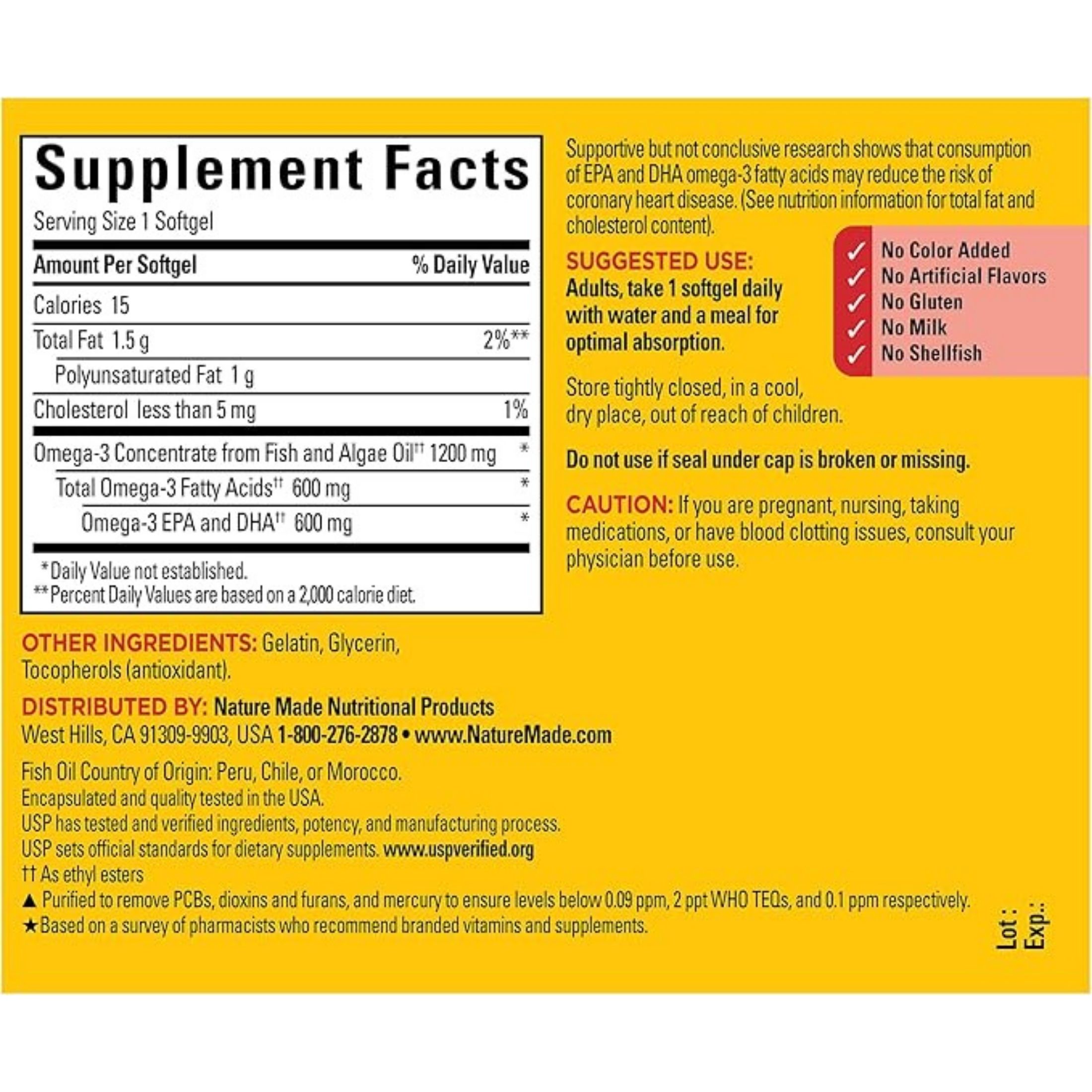 Nature Made Fish Oil Omega-3 Softgels 1200mg