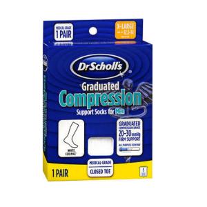 Dr. Scholl's Men's Compr Firm Support Coolmax Socks XL White - 1pr