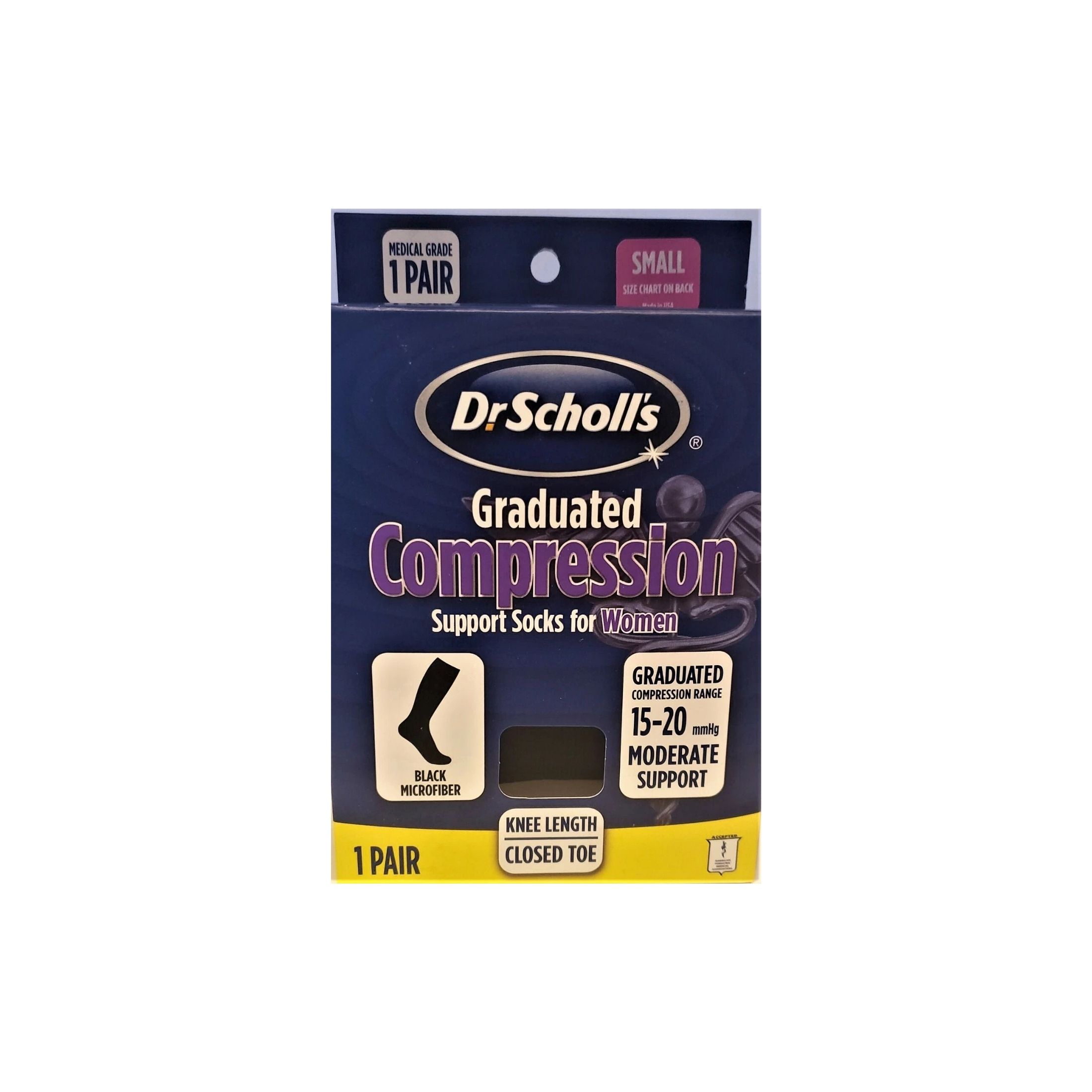 Dr. Scholl's Microfiber Moderate Support Socks Women S Black - 1 Pr