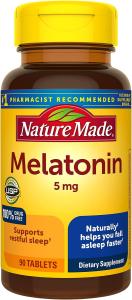 Nature Made Melatonin 5 Mg Tablets 100% Drug Free Sleep Aid For Adults