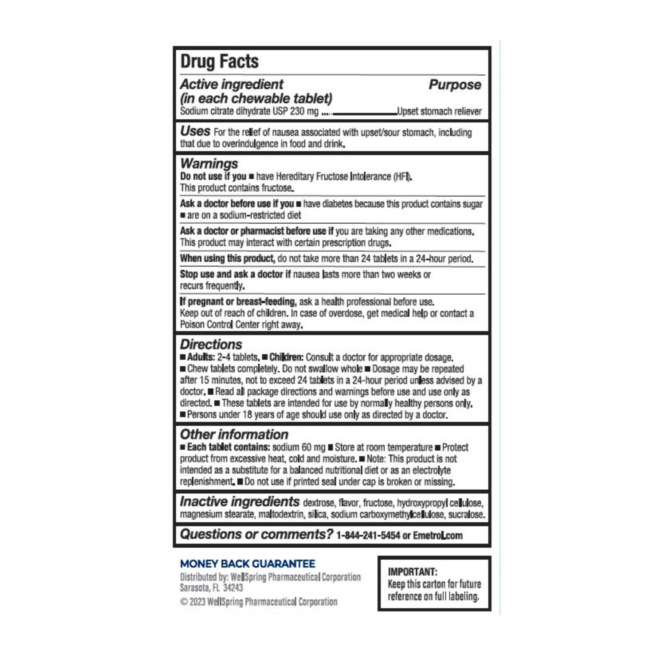 Emetrol Nausea Relief Rapid, Lemon Flavor Tablets