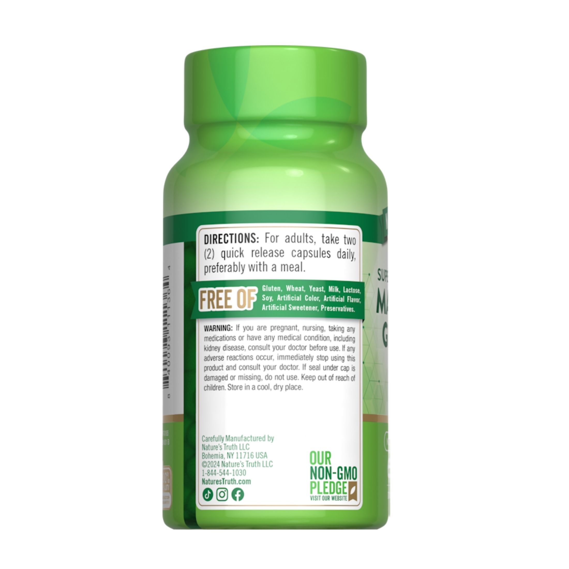 Nature's Truth Quick Release Capsules Superior Absorption Chelated Magnesium Glycinate