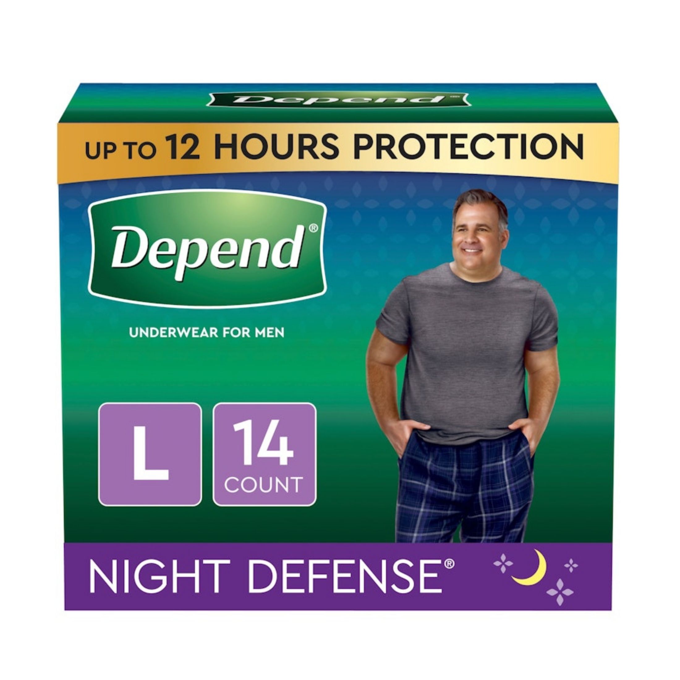 Depend Adult Incontinence Underwear Night Defense For Men, Size L