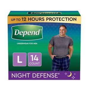 Depend Adult Incontinence Underwear Night Defense For Men, Size L