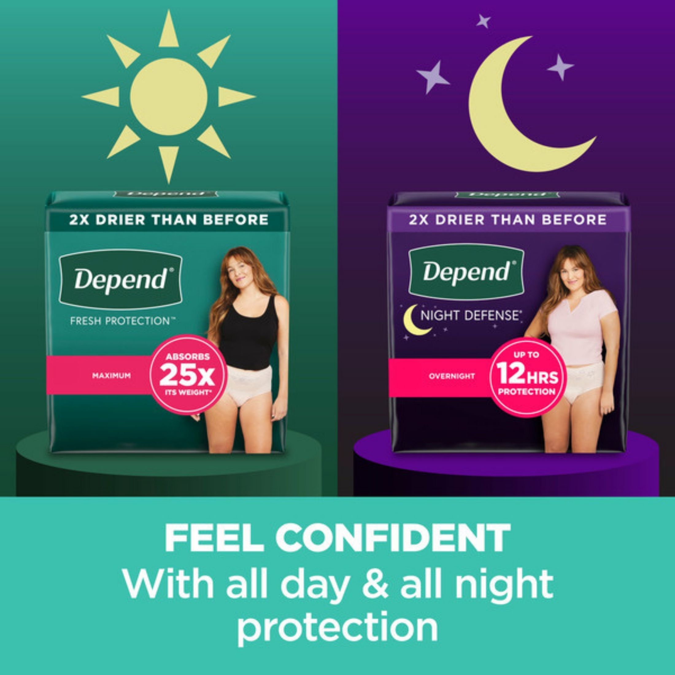 Depend Night Defense Adult Incontinence Underwear For Women Overnight XL Blush 12Ct