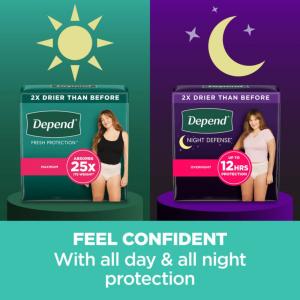 Depend Night Defense Adult Incontinence Underwear For Women Overnight XL Blush 12Ct