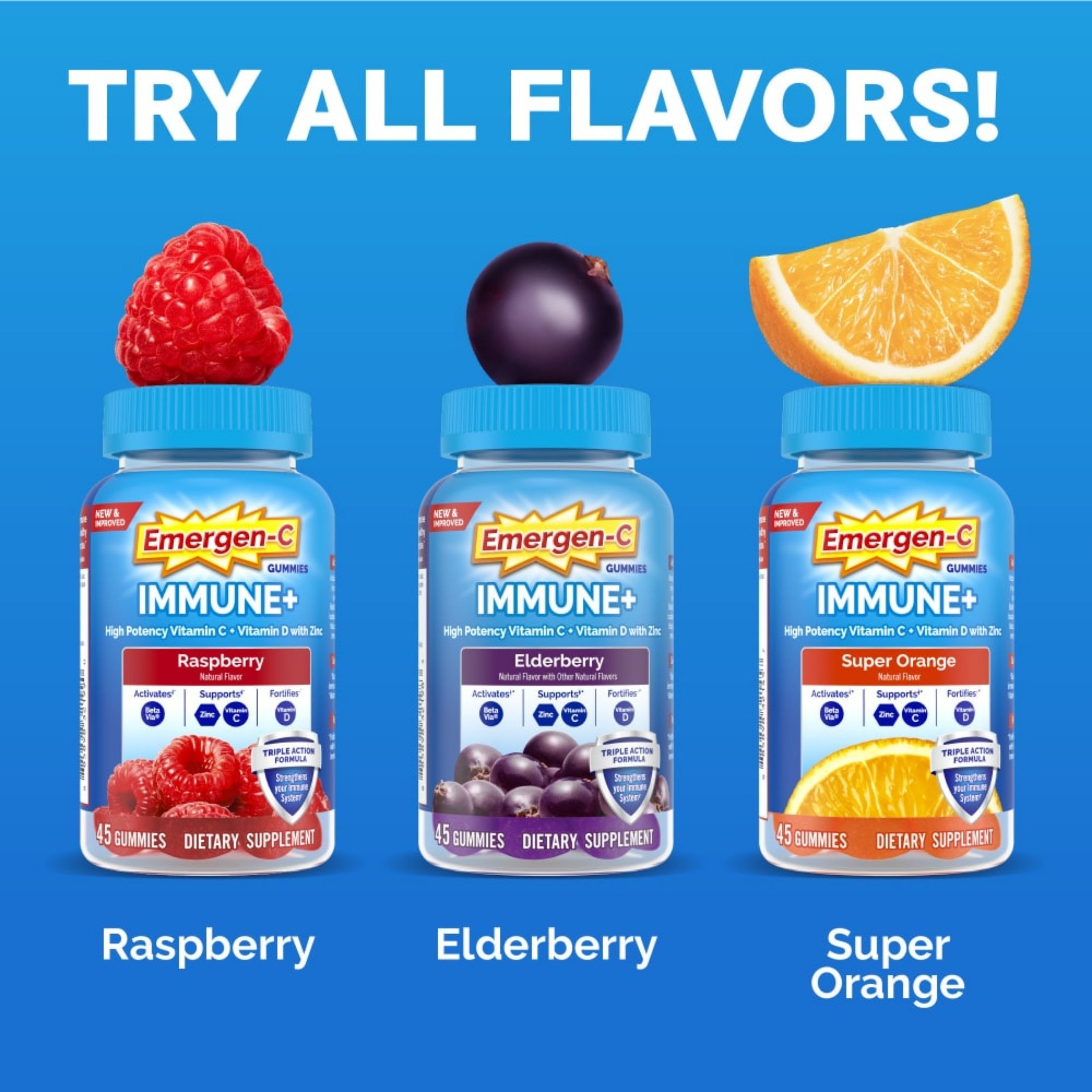 Emergen-C Immune+ Triple Action Super Orange Immune Support Gummies
