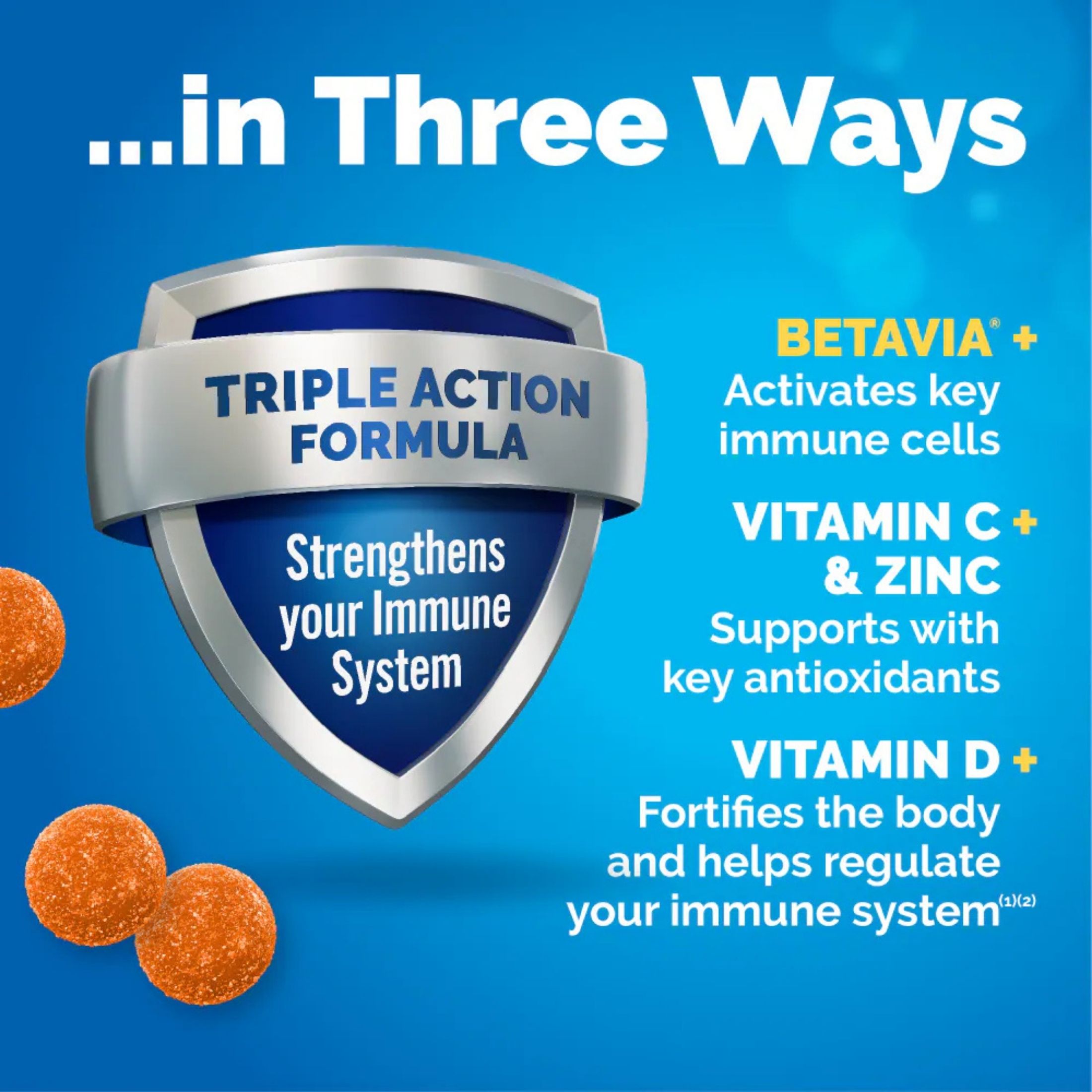 Emergen-C Immune+ Triple Action Super Orange Immune Support Gummies