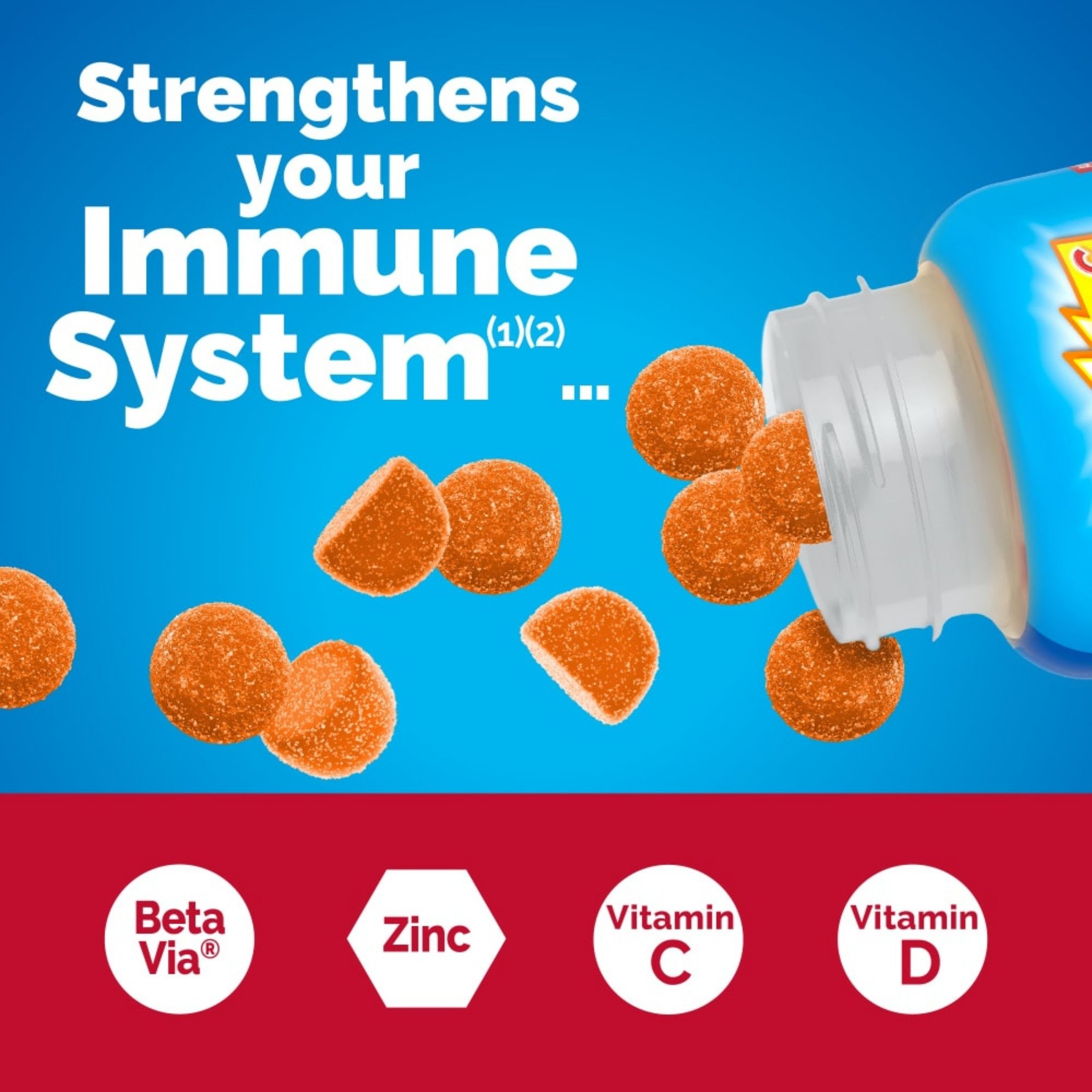 Emergen-C Immune+ Triple Action Super Orange Immune Support Gummies
