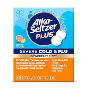 Alka-Seltzer Plus Severe Cold & Flu PowerFast Fizz Effervescent Tablets Citrus Flavor