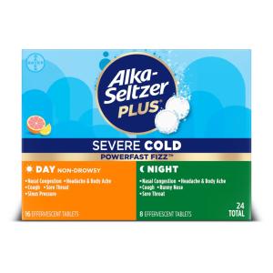 Alka-Seltzer Plus Severe Cold, Effervescent Tablets, Day Citrus/Night Lemon Flavor
