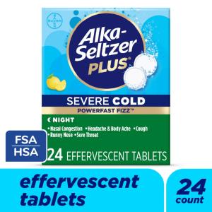Alka-Seltzer Plus Severe Cold, Night, Effervescent Tablets, Lemon Flavor