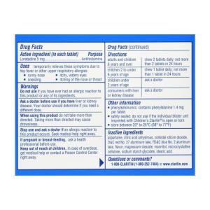 Claritin Indoor & Outdoor Allergies, Non Drowsy, 5 Mg, Chewable Tablets, Grape Flavored, Ages 2+ Years