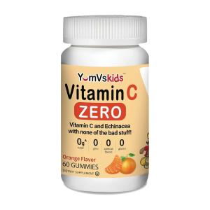 Yum-Vs Vitamins Vitamin C Echinacea Zero Gummies For Kids, Natural Orange Flavor Chewables