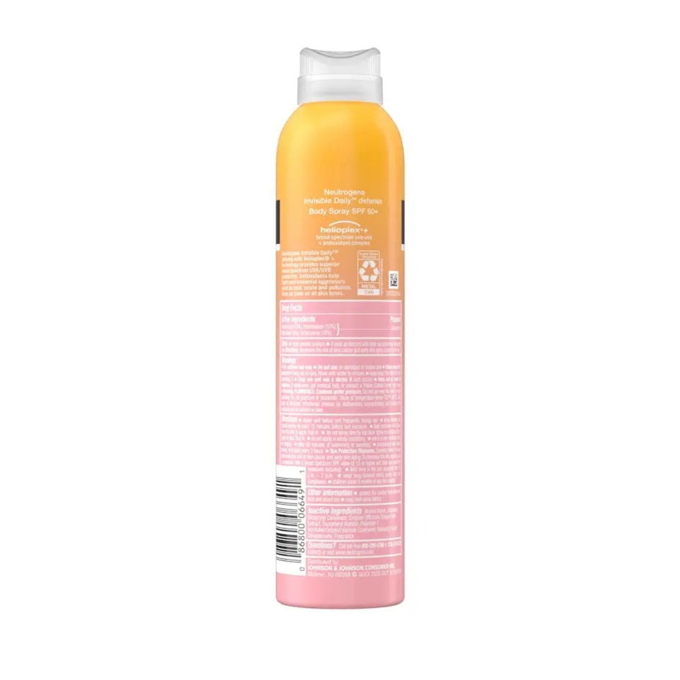 Neutrogena Invisible Daily Defense Body Spray Sunscreen Broad Spectrum SPF 60