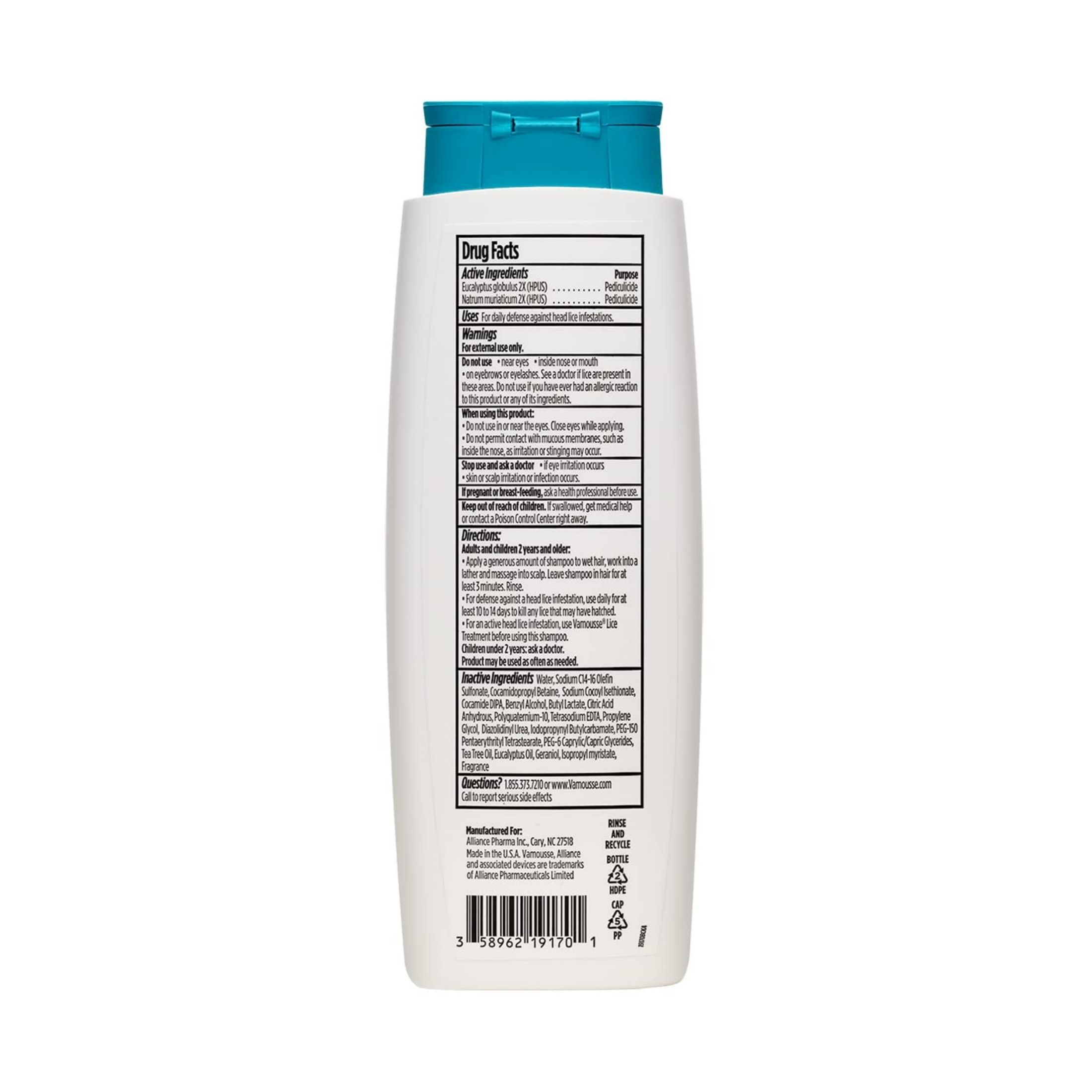 Alliance Pharma Inc. Vamousse Lice Defense Daily Shampoo Super Lice Killing And Prevention 8 Fl. Oz