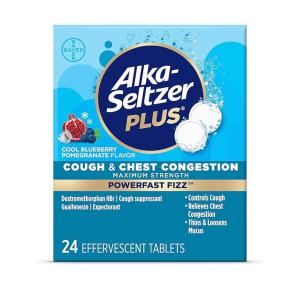 Alka-Seltzer Plus PowerFast Fizz Cough & Chest Congestion, Maximum Strength, Cool Blueberry Pomegranate Flavor