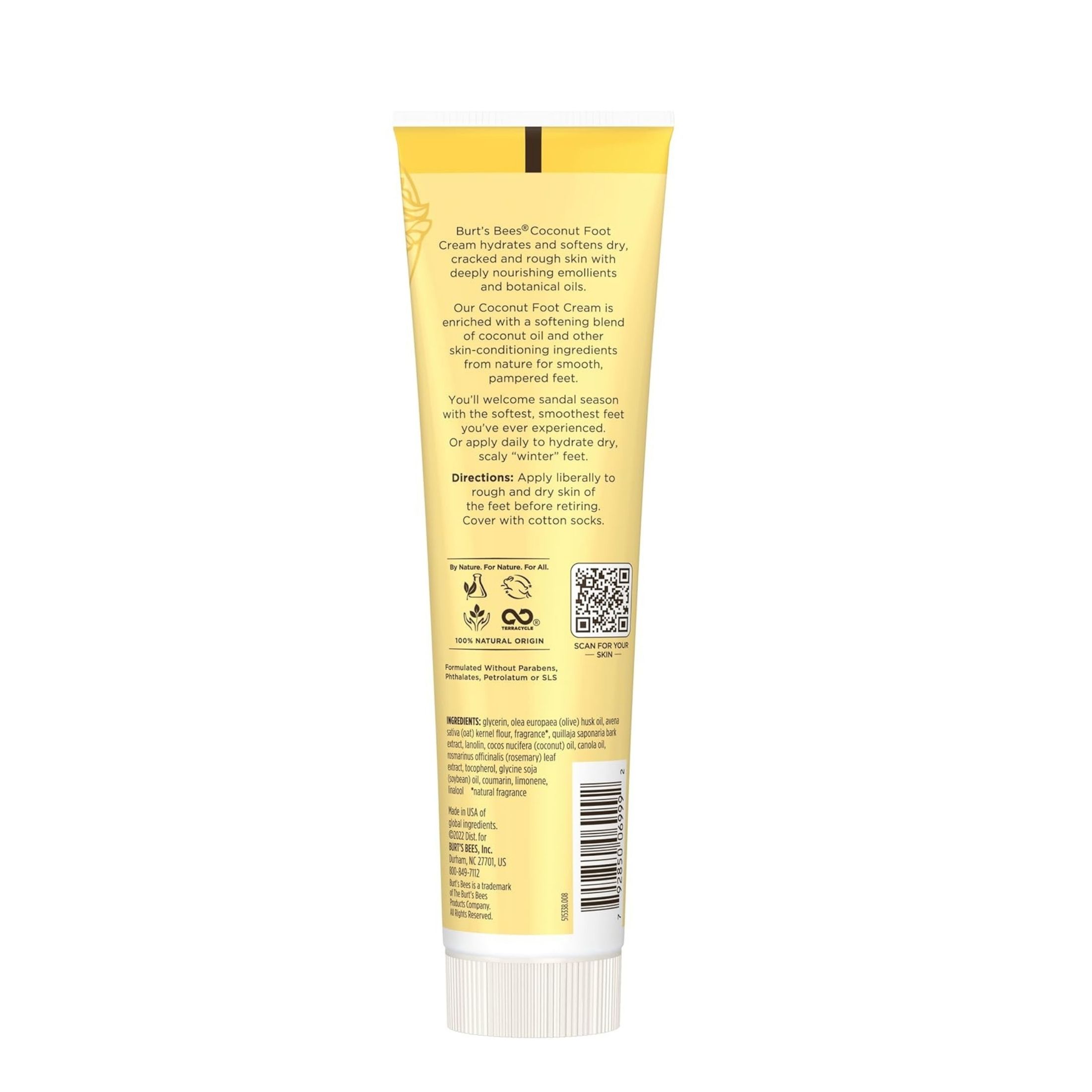 Burt's Bees Softening Foot Cream, Coconut Oil & Soap Bark 4.3 Oz