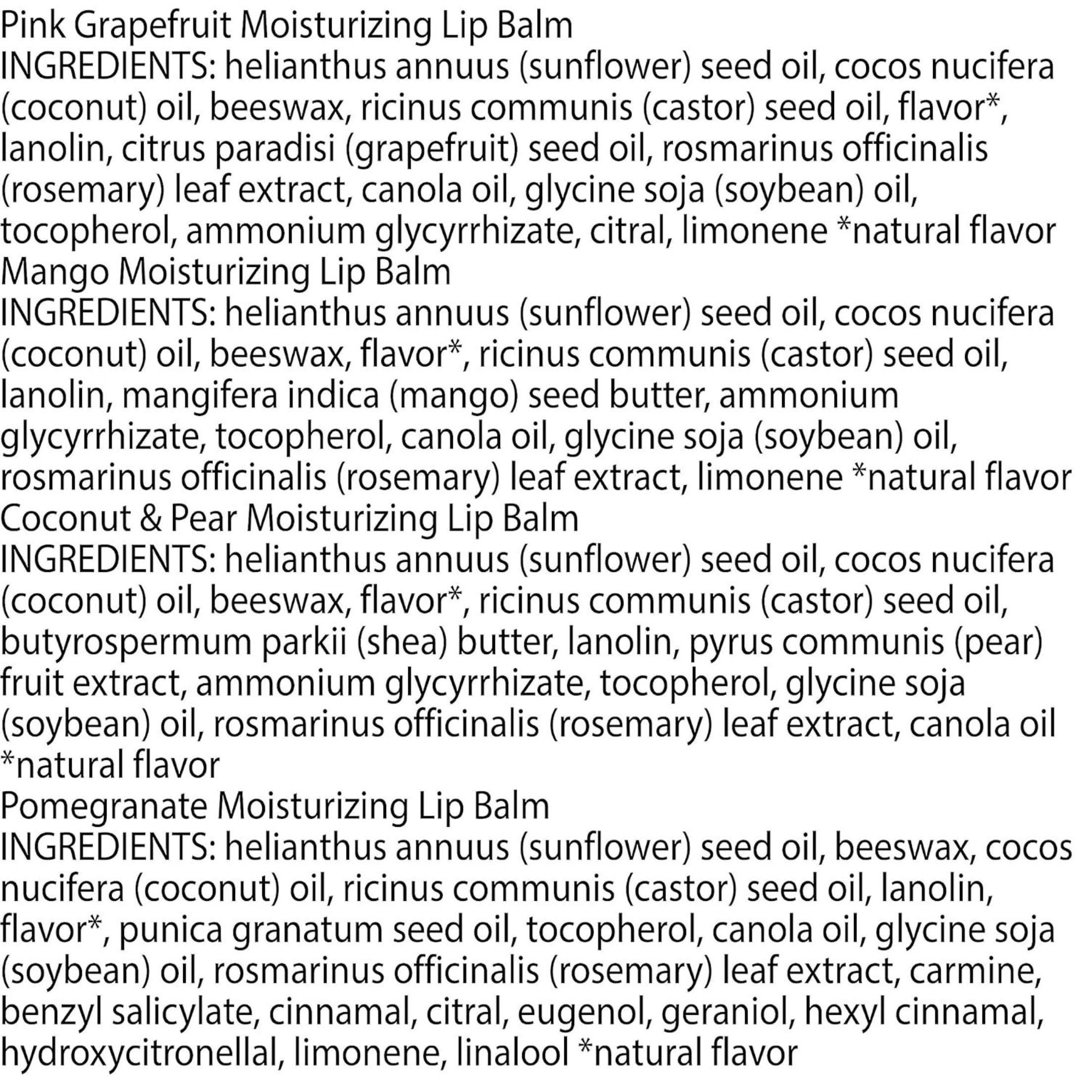 Burt's Bees 100% Natural Moisturizing Lip Balm, Superfruit - Pink Grapefruit, Mango, Coconut & Pear, Pomegranate - 4 Tubes