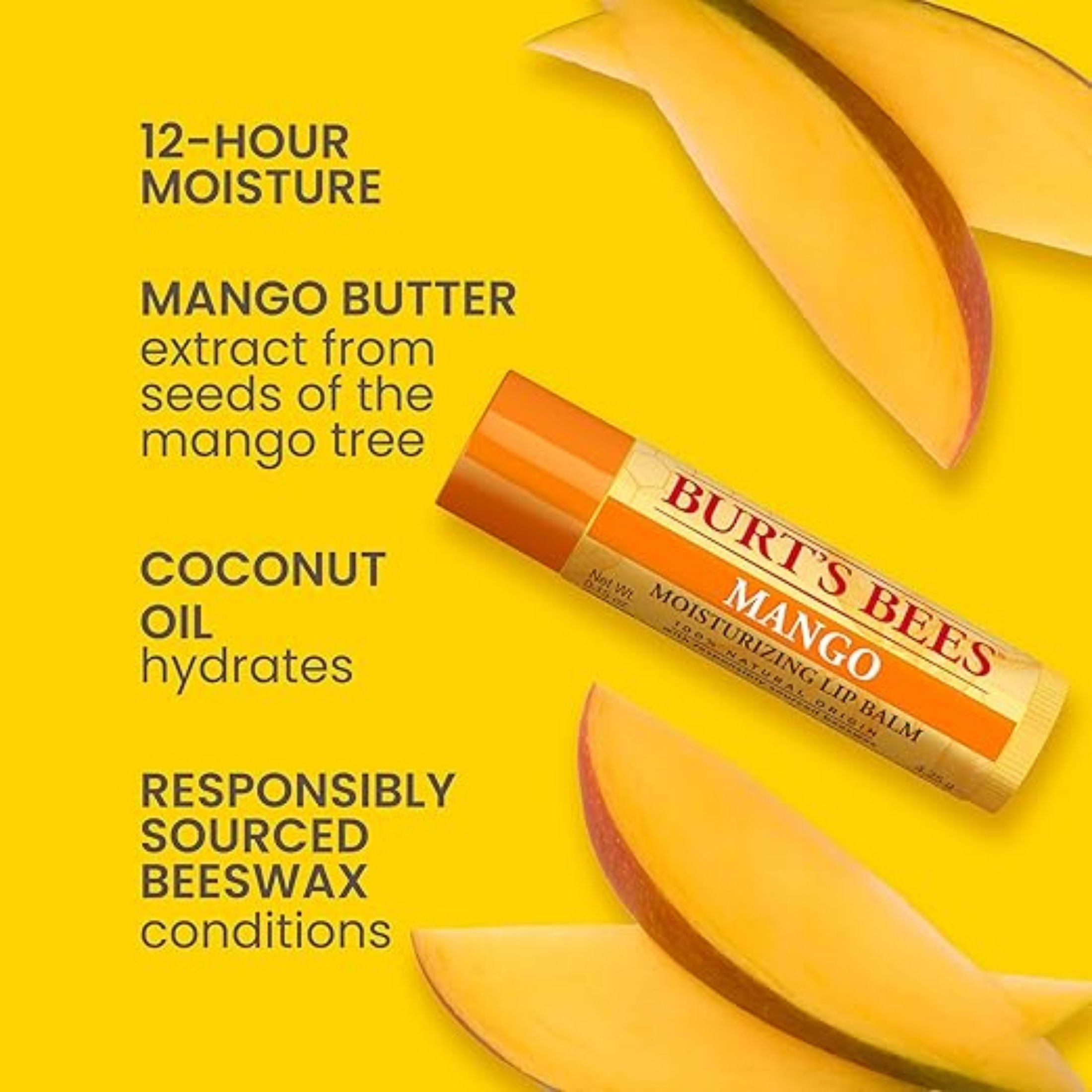 Burt's Bees 100% Natural Moisturizing Lip Balm, Superfruit - Pink Grapefruit, Mango, Coconut & Pear, Pomegranate - 4 Tubes
