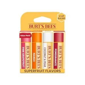 Burt's Bees 100% Natural Moisturizing Lip Balm, Superfruit - Pink Grapefruit, Mango, Coconut & Pear, Pomegranate - 4 Tubes