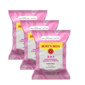 Burt's Bees Face Wipes, Facial Cleansing, Makeup Remover Towelettes With Rose Water, 3 In 1 Hydrating Micellar Cleanser