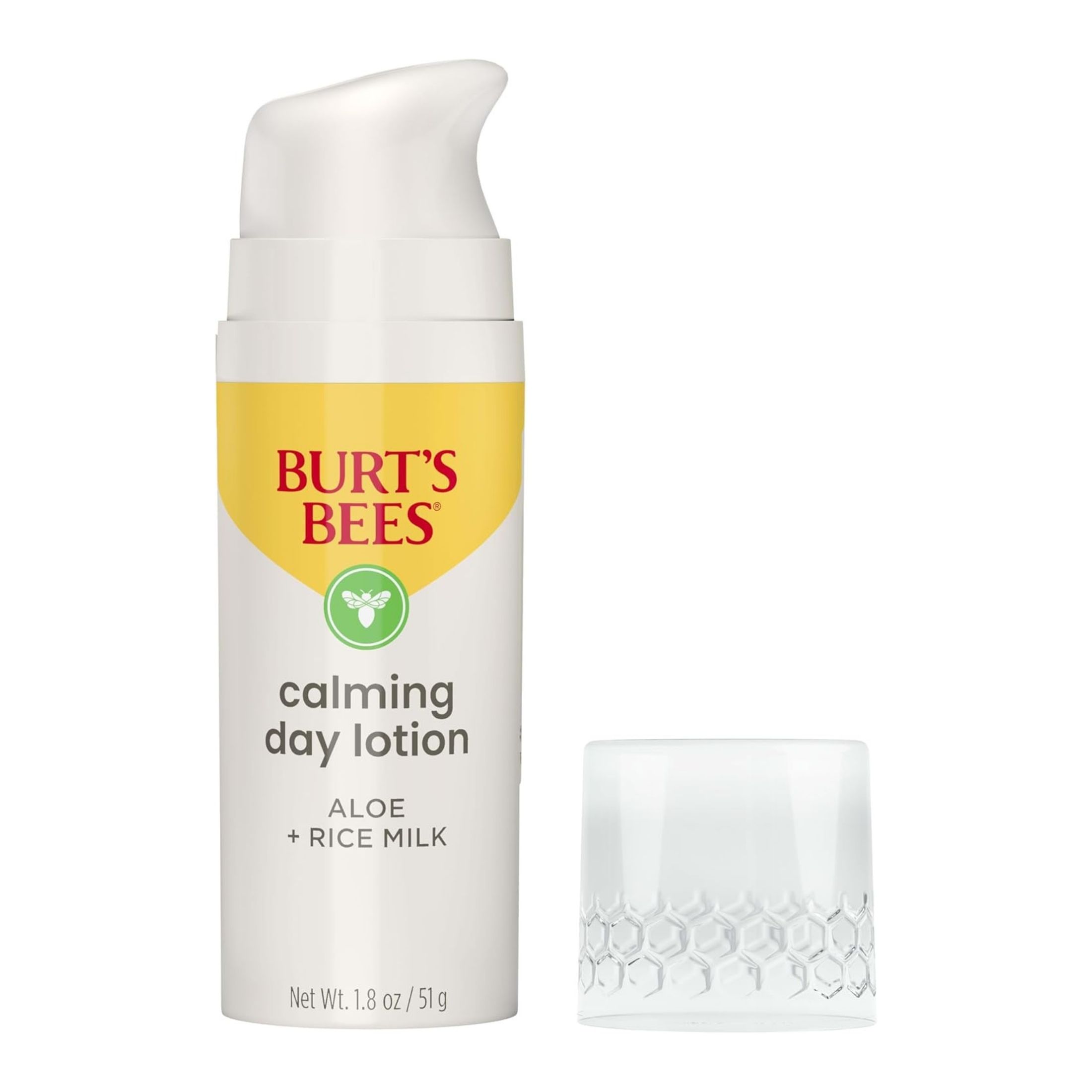 Burt's Bees Calming Day Lotion With Aloe And Rice Milk For Sensitive Skin, 98.8% Natural Origin, 1.8 Fluid Ounces