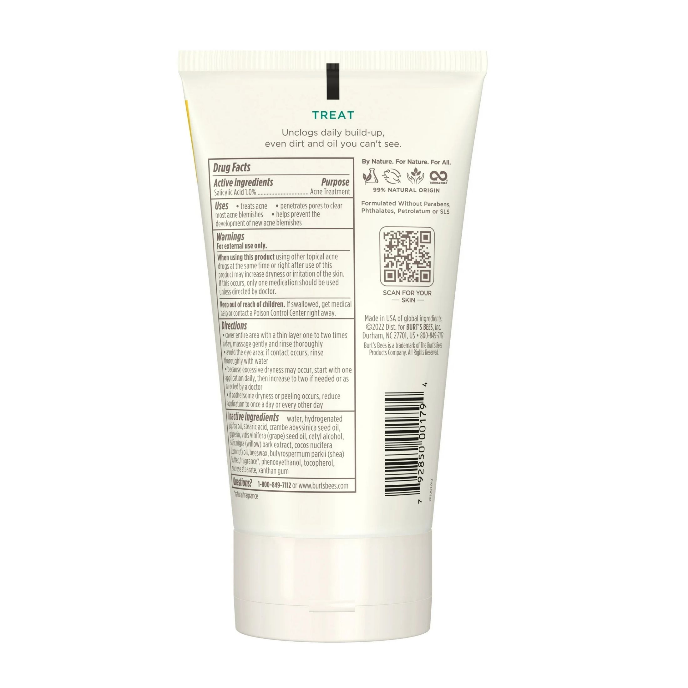 Burt's Bees Scrub, Deep Cleansing, Natural Acne Solutions 4 Oz