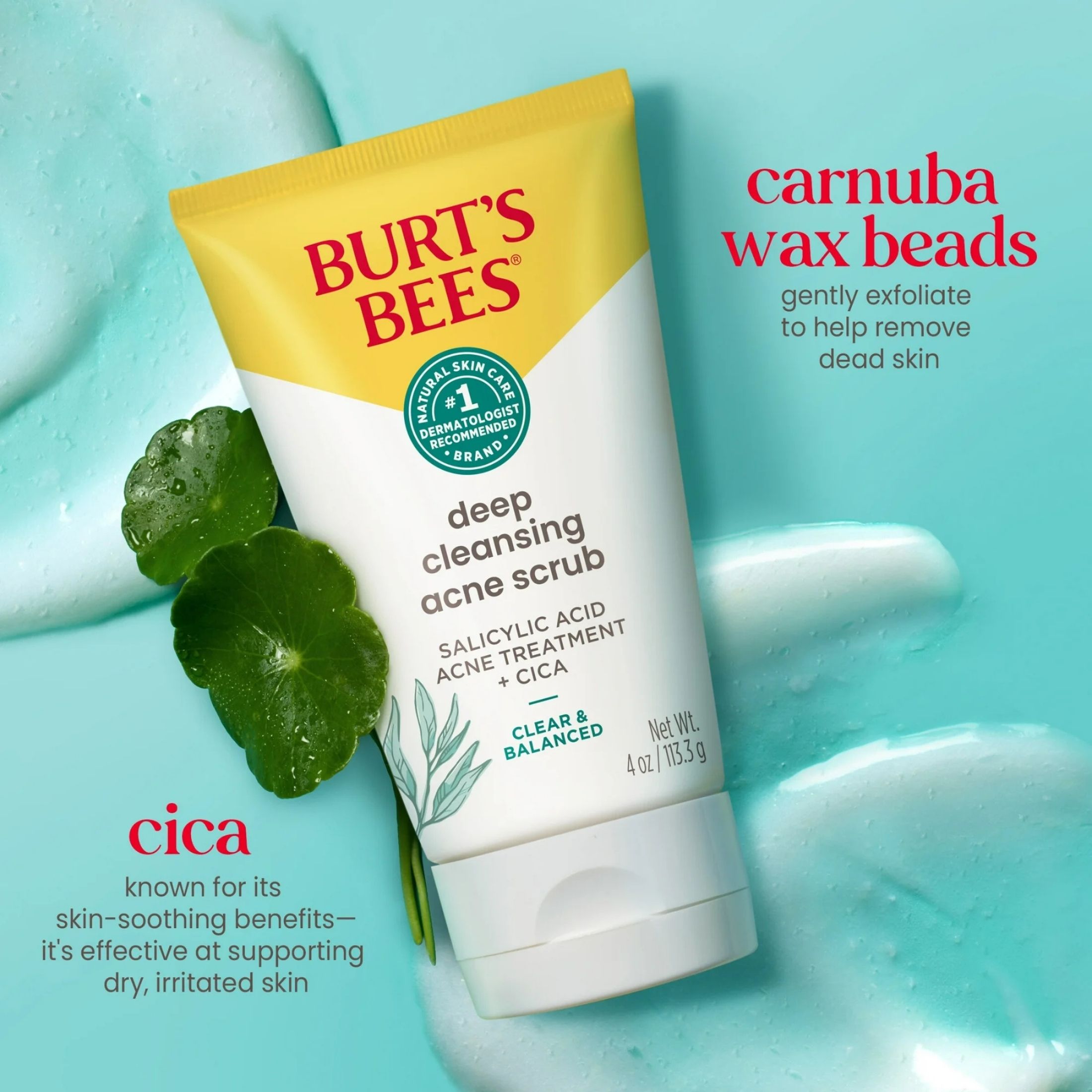 Burt's Bees Scrub, Deep Cleansing, Natural Acne Solutions 4 Oz