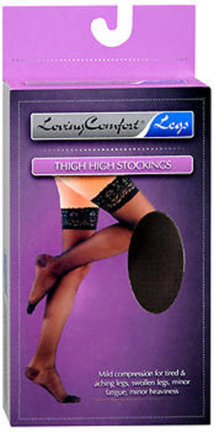 Loving Comfort Thigh High Stockings, Moderate, Black, Medium - 1pr