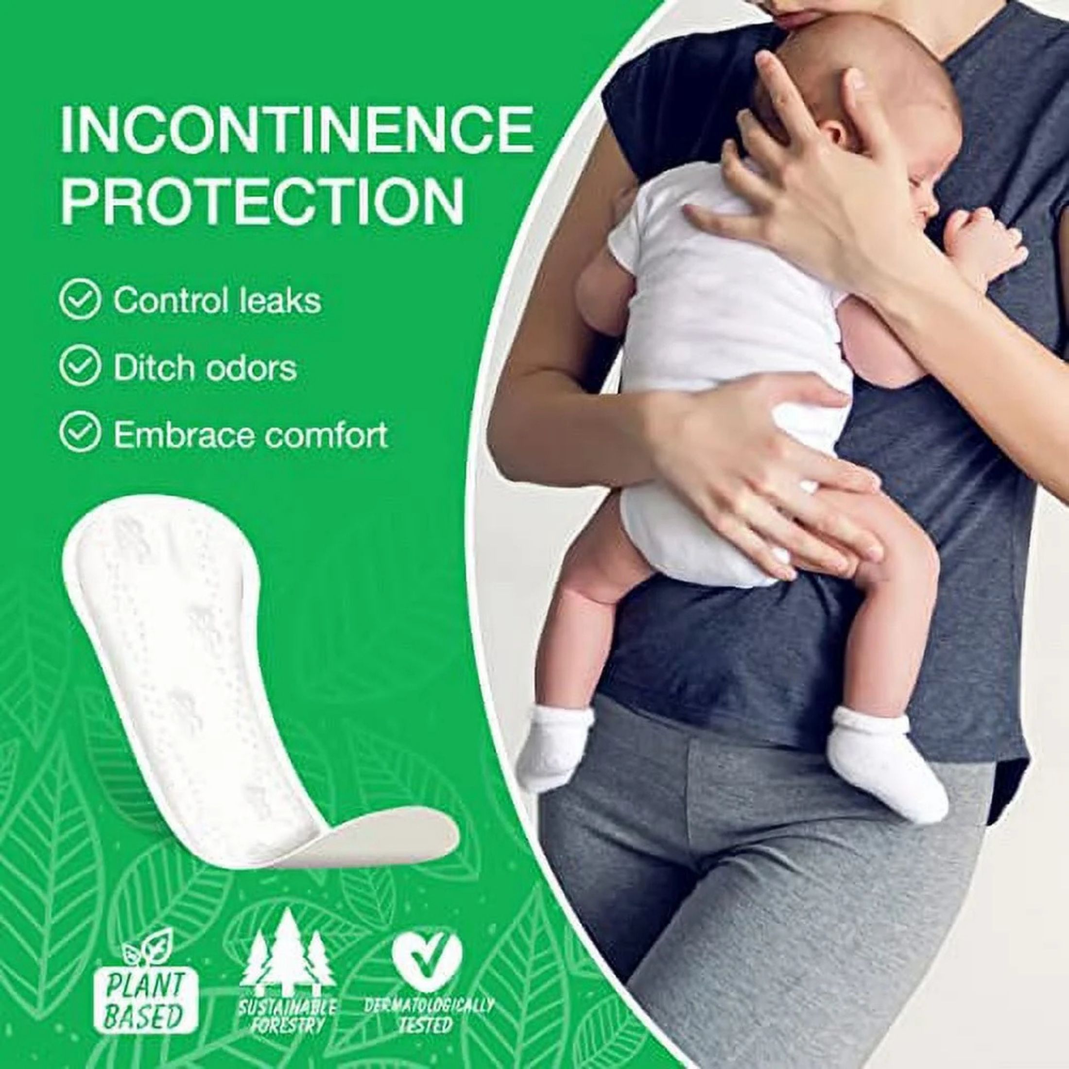 Veeda Daily Natural Premium Incontinence And Postpartum Panty Liners, For Bladder Leakage Protection, Lite Long Absorbency, Long Length