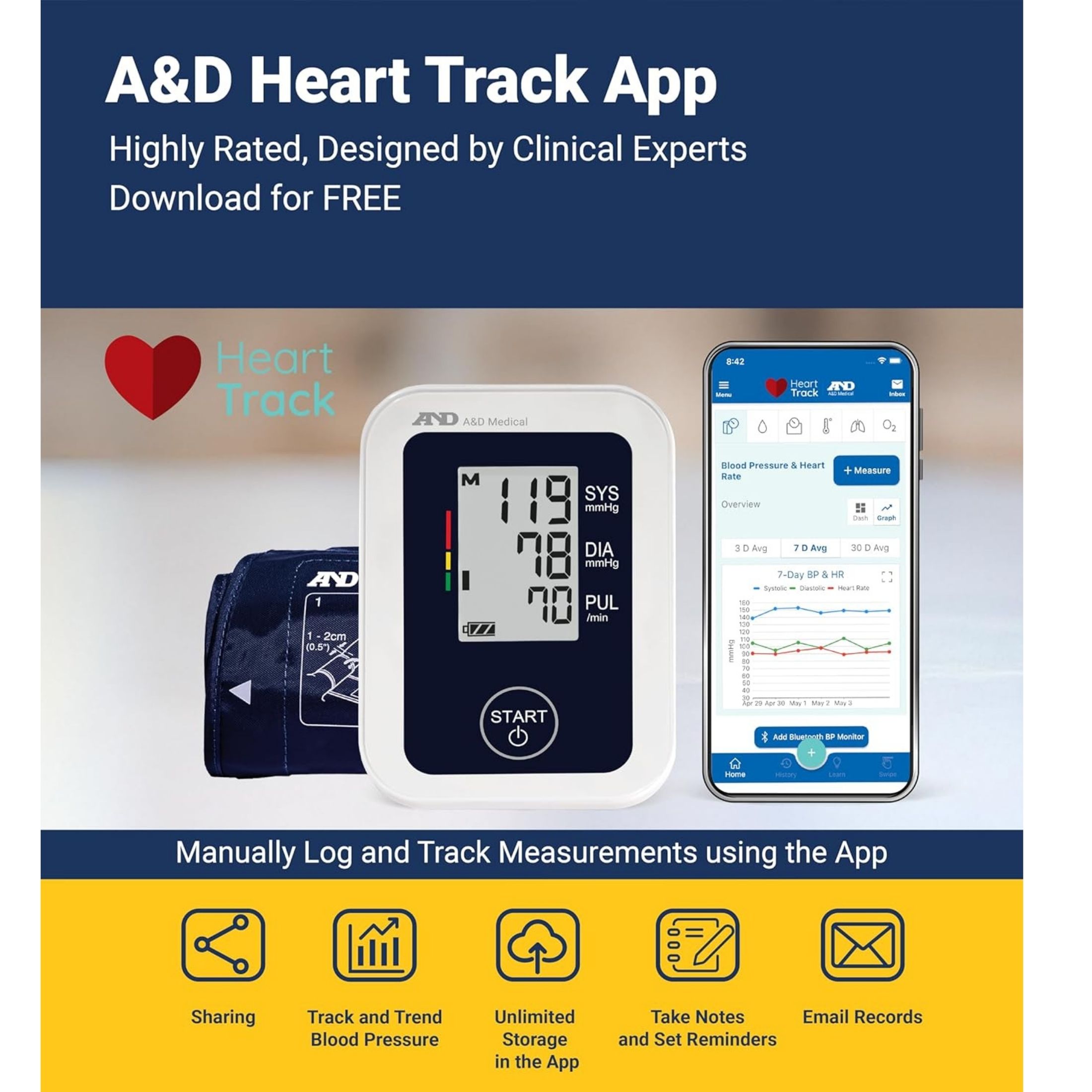 A&D Medical Deluxe Upper Arm Blood Pressure Monitor With Wide Range Cuff