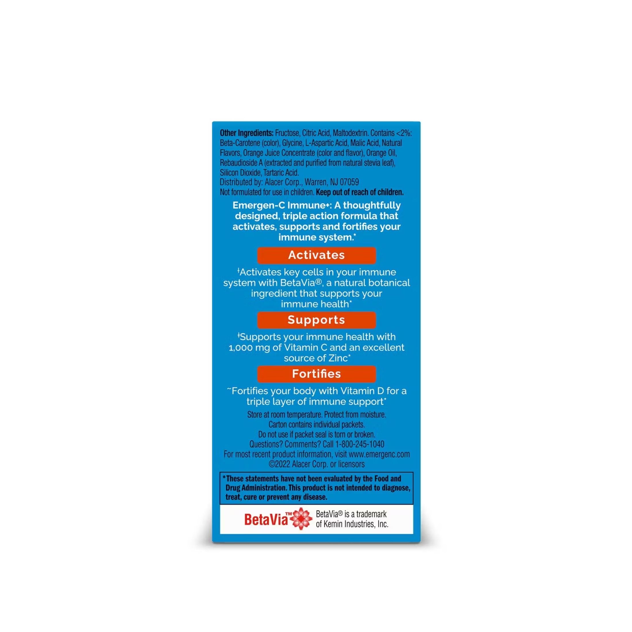 Emergen-C Immune+ Vitamin 1000 Mg Packets - Super Orange