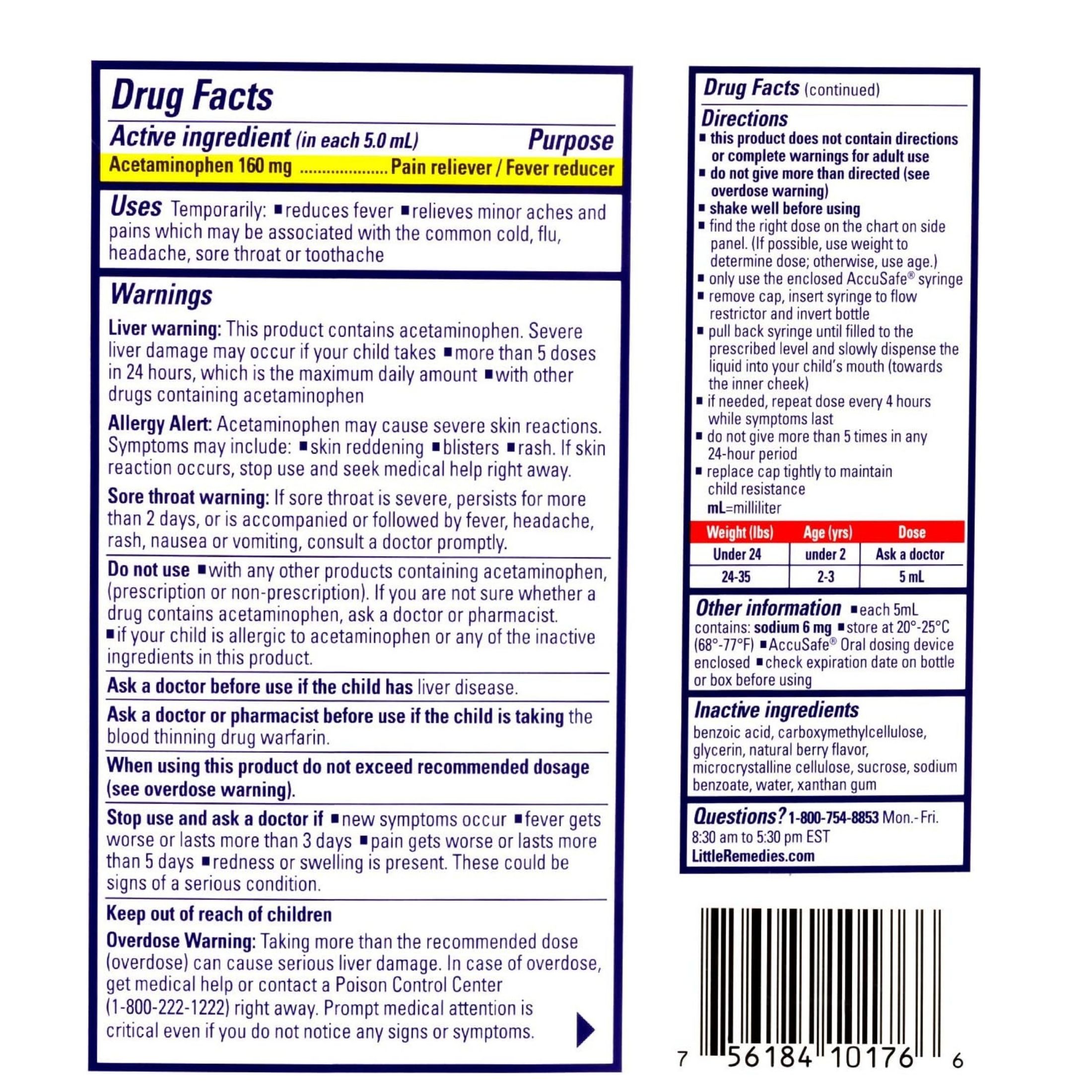 Little Remedies Infant Fever & Pain Reliever, Natural Berry Flavor, 2 Fl Oz