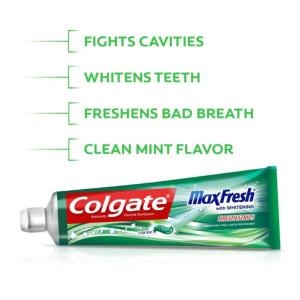 Colgate Max Fresh Whitening Anticavity Fluoride Toothpaste With Breath Strips, Clean Mint