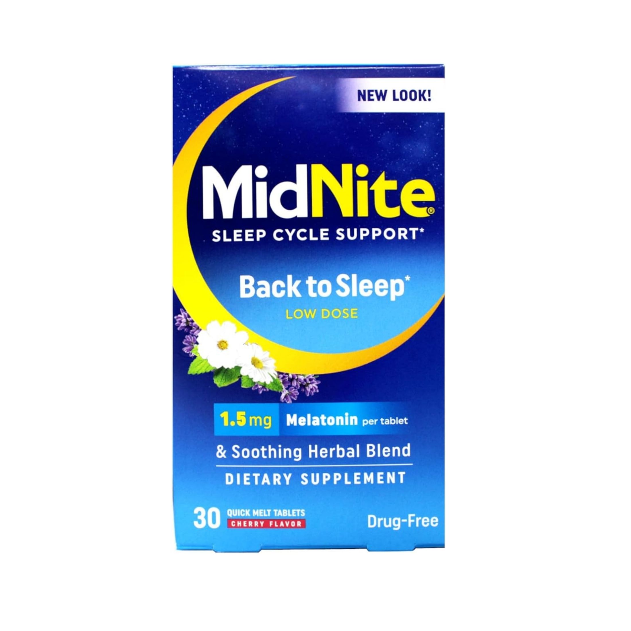 MidNite Sleep Cycle Support, Low Dose, Cherry, 1.5 Mg, 30 Quick Melt Tablets