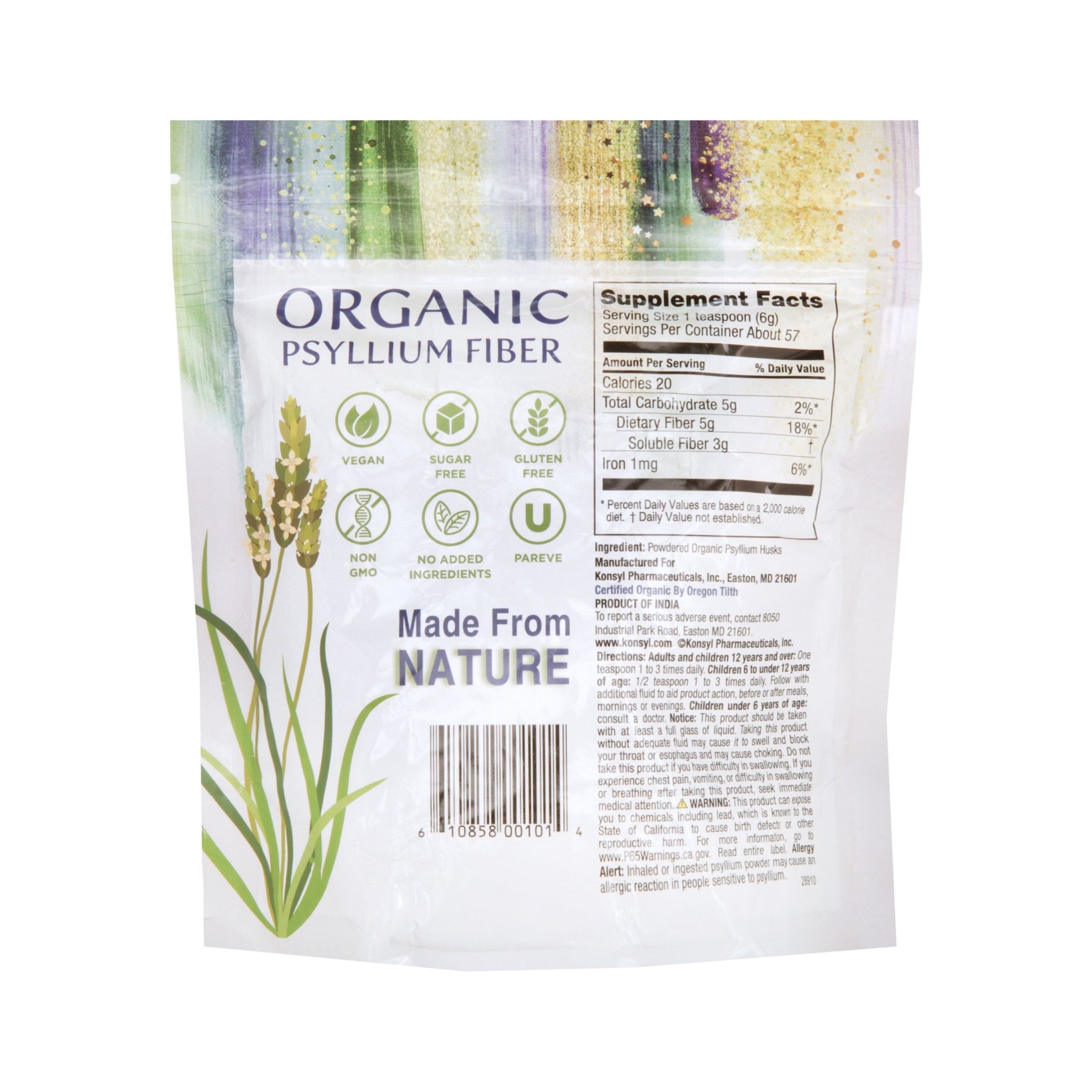 Konsyl Organic Daily Psyllium Fiber -- 12 Oz