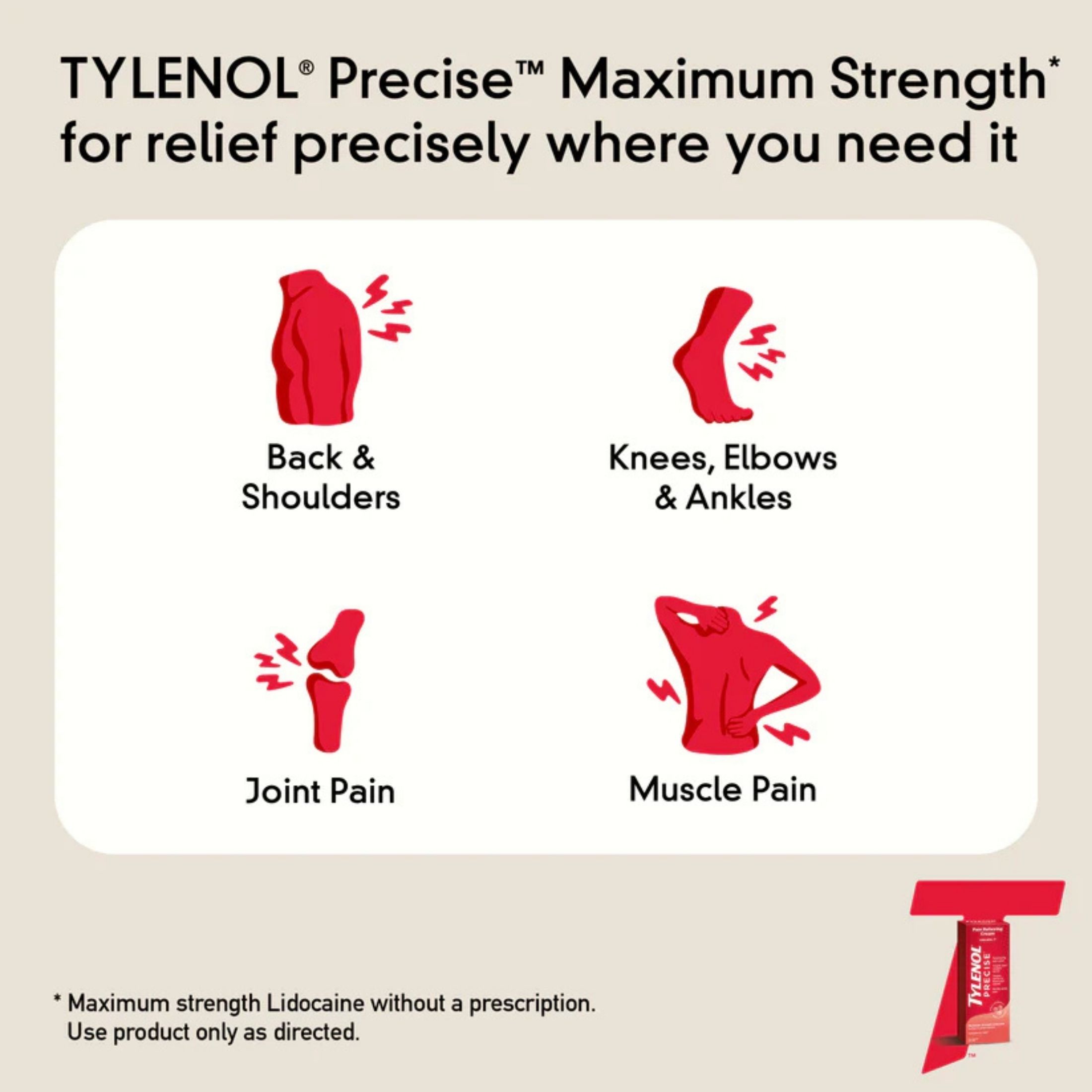 Tylenol Precise Maximum Strength 4% Lidocaine Pain Relieving Cream