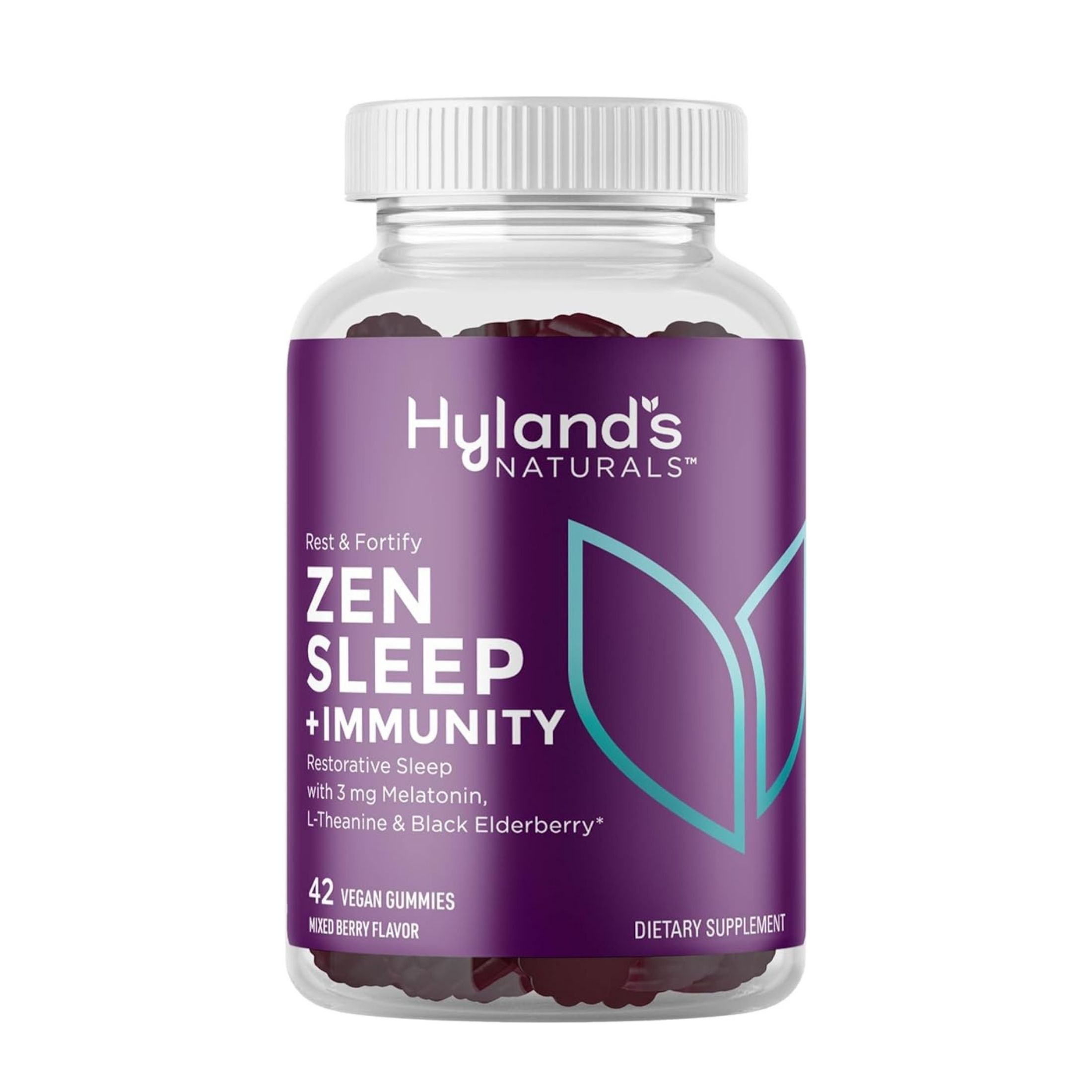 Hyland's Naturals Rest & Fortify Zen Sleep Aid + Immune Support - 42 Vegan Gummies - With Melatonin + L-Theanine For Sleep Support And Organic Black Elderberry, Vitamin C And Zinc For Immune Support