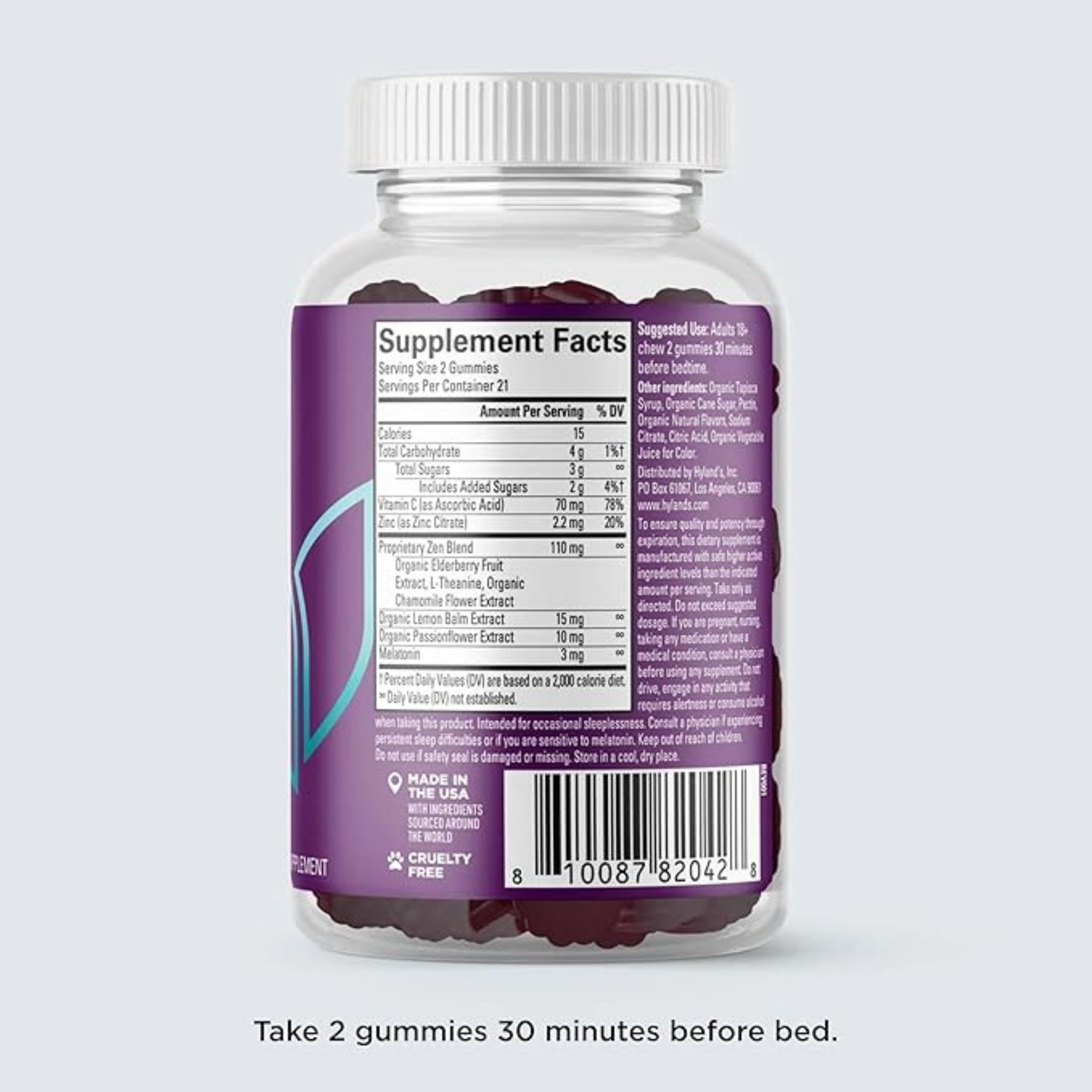 Hyland's Naturals Rest & Fortify Zen Sleep Aid + Immune Support - 42 Vegan Gummies - With Melatonin + L-Theanine For Sleep Support And Organic Black Elderberry, Vitamin C And Zinc For Immune Support