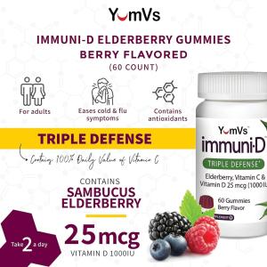 Yum-V S Immune Standardized Elderberry All-Natural, Vitamin C & Zinc 50 Gummies