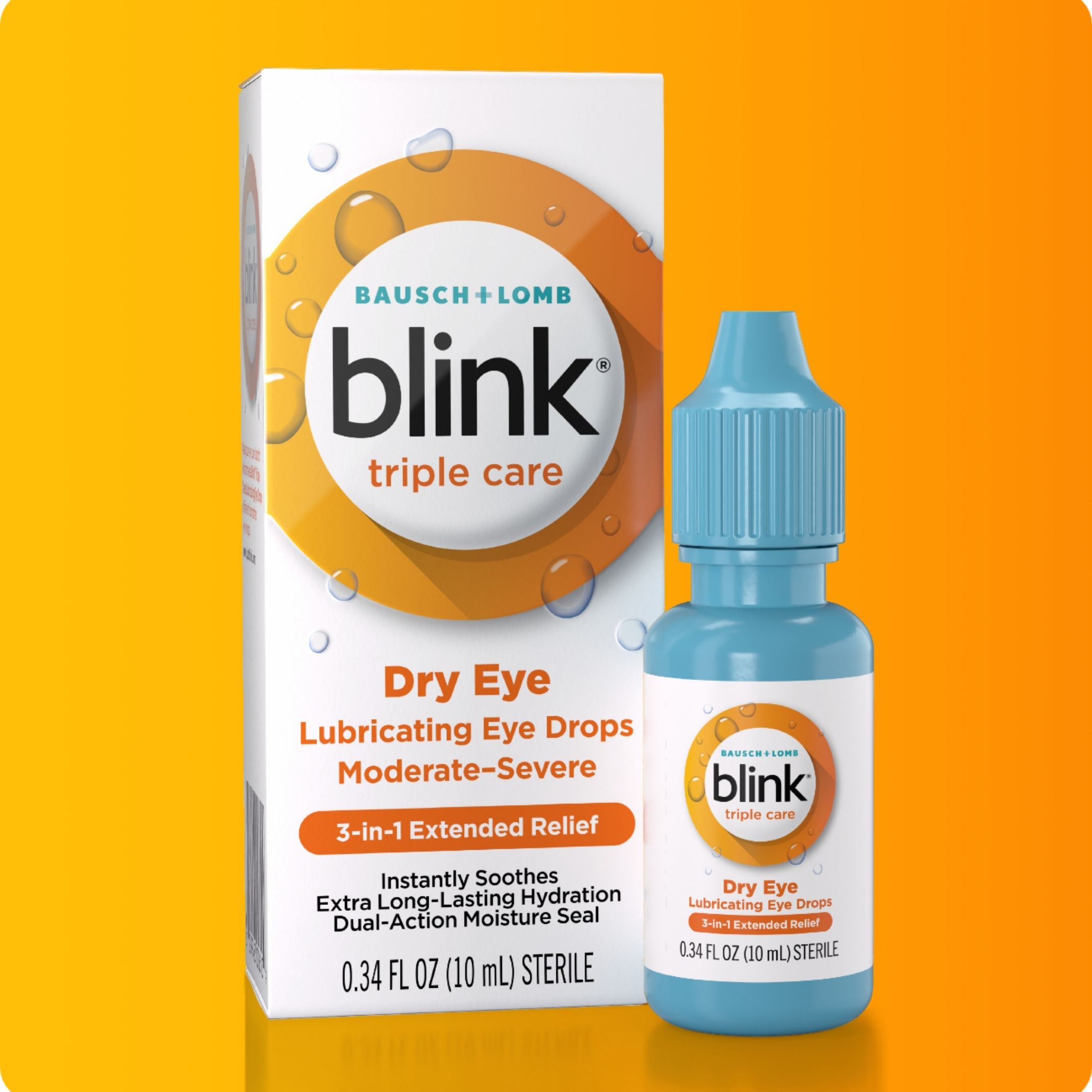 Blink Triple Care Lubricating Dry Eye Drops .34 Oz Ea, Moderate-Severe