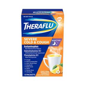 Theraflu Nighttime Severe Cold & Cough Packets, Honey Lemon, Chamomile & White Tea Flavors