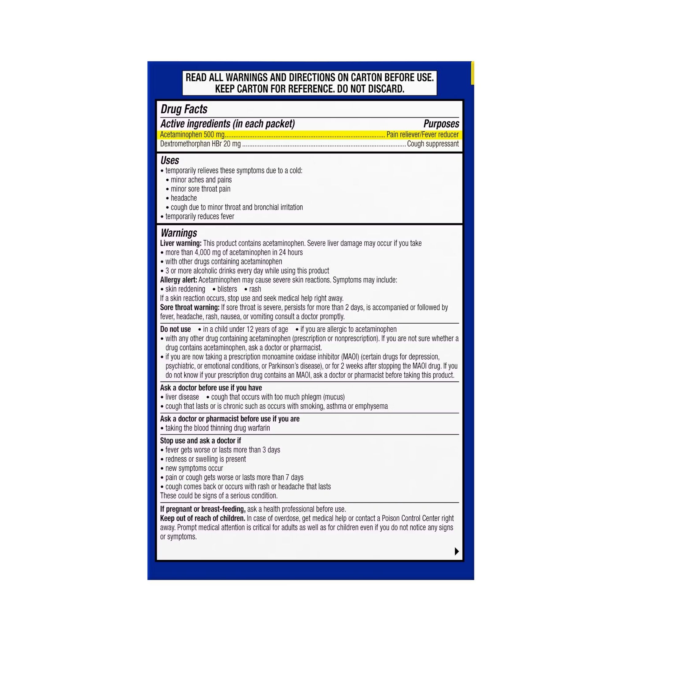 Theraflu Multi-symptom Severe Cold Relief Powder - Acetaminophen - Green Tea & Honey Lemon - 6ct