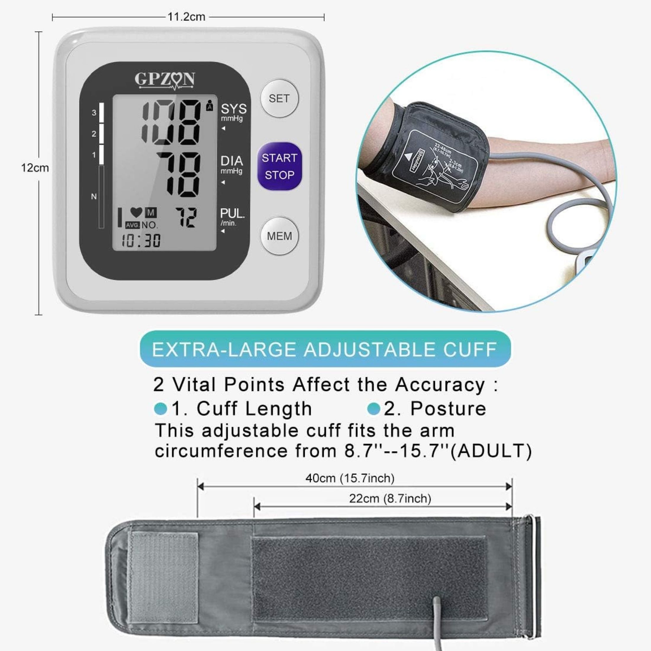 Simple Diagnostics Inteligente Elección Parte Superior Del Brazo Monitor De Presión Arterial - Brazalete Ancho Que Habla