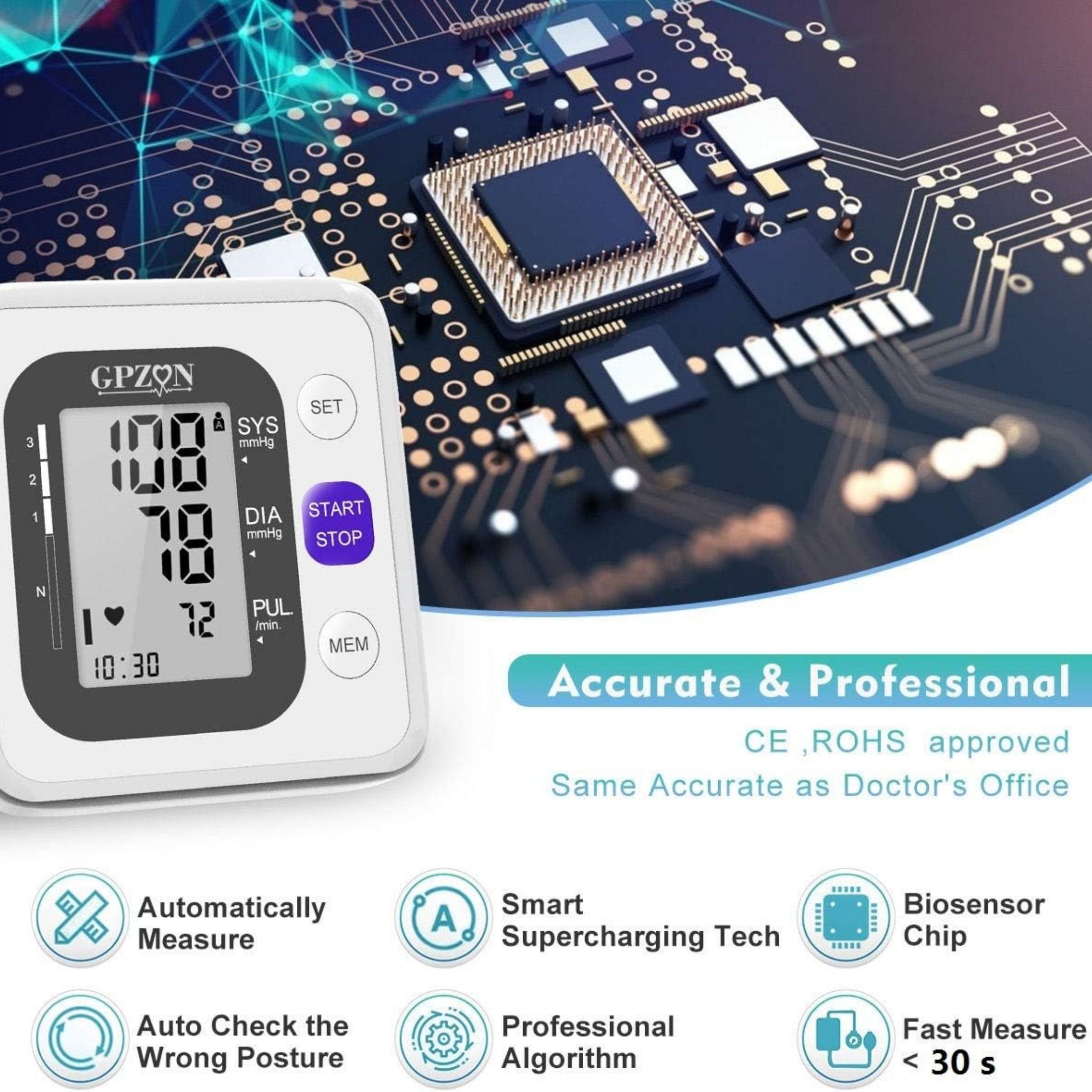 Simple Diagnostics Inteligente Elección Parte Superior Del Brazo Monitor De Presión Arterial - Brazalete Ancho Que Habla