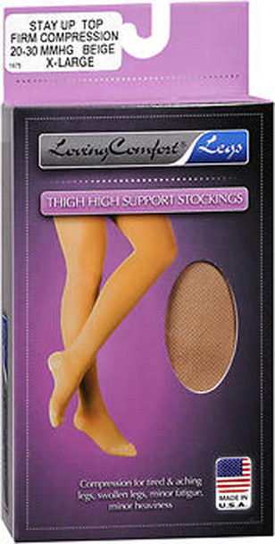 Loving Comfort Surgical Weight Thighs Highs Stay Top Firm Compression 20 To 30Mmhg Closed Toe Unisex Beige Extra Large, 1 Pair