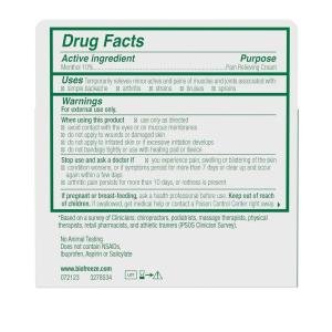 Biofreeze Menthol Pain Relief Cream 3 Oz Box