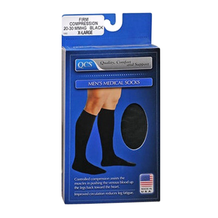 QCS Men's Medical Legwear Socks Firm, Black Extra Large - 1 Pr